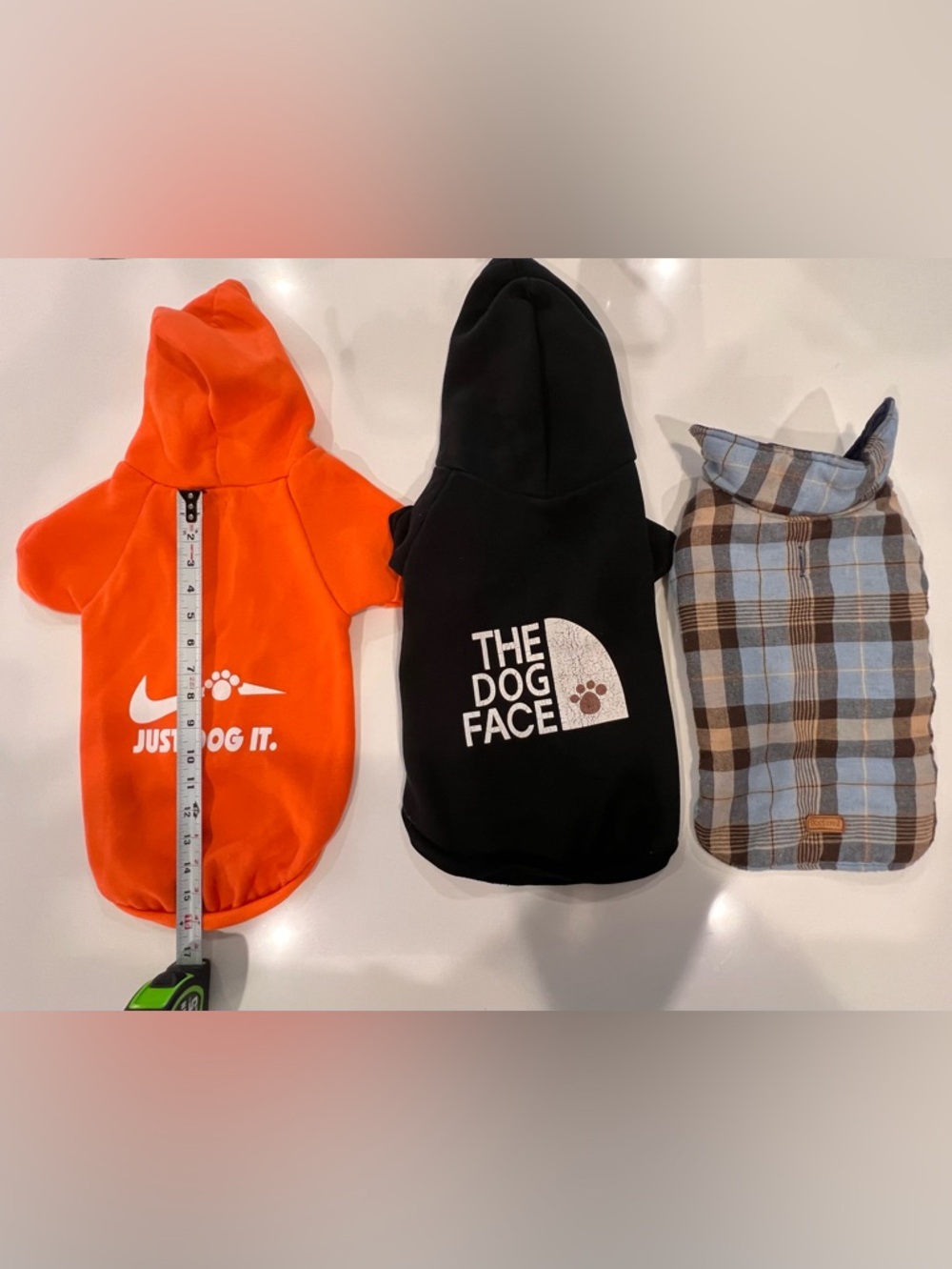 Dog Hoodie Bundle Just Dog It Dog Face Sweatshirt Plaid Coat Medium - Picture 4 of 10